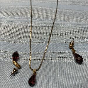 Elegant Gold and Red Jewelry Set